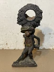 Antique Polychrome Carved Wood Figural Pocket Watch Stand Hutch Black Forest?. Fixed Price $100.00.
