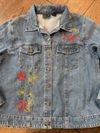 Womens Jane Ashley Jean Jacket Embroidered Jewels Size. Fixed Price $19.79.