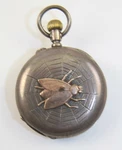 Antique Jacot Locle Swiss Made Hunter Style Pocket Watch With Gold Accents. Fixed Price $225.00.