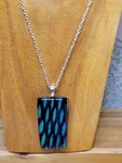 Handmade Black, Aqua Green Fused Glass Pendant By Lynn Smythe FGP02. Fixed Price $20.00.