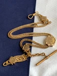 Vtg Simmons Pocket Watch Fob Vest Chain 12.5" Heavy Gold Filled Jewelry. Fixed Price $389.95.
