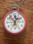Vtg Nos Bradley-mickey Mouse, Red Case, Model #6935, Usa, With Box, Running, Nr. Fixed Price $75.00.