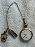 Nickle Silver Pocket Watch 1922 Elgin 17J 12S O/f With 9"CHAIN & Vintage Fobs. Fixed Price $125.75.