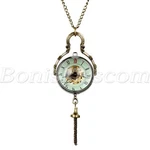 Vintage Transparent Glass Roman Hand Up Mechanical Sweater Chain Pocket Watch. Fixed Price $16.99.