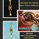 Antique 10K Victorian Milk (baby Tooth) Lavalier Pendant, Diamond,. Fixed Price $199.00.