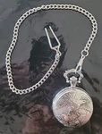 Geneva Pocket Watch Quartz Silver Color Eagle Wings Spread Time Chain. Fixed Price $100.00.