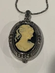 Vintage Vanity Fair Cameo Watch Pendant Necklace Long Chain Silver Tone 32. Fixed Price $39.99.