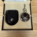 Vintage Majesti Quartz Black & Silver Eagle Pocket Watch With Chain Pouch. Fixed Price $19.95.