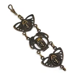 Antique C1905 Art Nouveau Jugendstil Watch Fob, Bronze Faces, Bat Wings German?. Fixed Price $150.00.