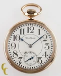 Yellow Gold Filled Antique Waltham Open Face Pocket Watch 16S 15J. Fixed Price $499.99.