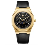 Pierre Richardson Men Watch Leather Black Silver Rose Gold St. Steel Waterproof. Fixed Price $479.90.