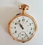Pocket Watch Remontoir Ancre Ligne Droite Spiral 20 Rubis 18 Gold. Fixed Price $3200.00.