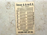 Chicago & Alton Railroad 1882 Victorian Trading Card Time Table. Fixed Price $32.99.