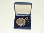 Remington "200 Yrs. Of Freedom" Silver Tone Pocket Watch W/ Chain, Box, Running. Fixed Price $21.50.