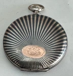 Vintage 49.5MM Swiss Remontoir Ancre Niello .800 Silver Hunting Pocket Watch. Fixed Price $225.00.