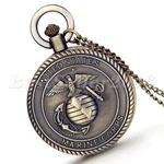 Bronze United States Marine Case Pocket Watch Quartz Analog Chain Necklace Retro. Fixed Price $10.99.