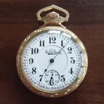 1909 South Bend "the Studebaker" Grade 223 Railroad Pocket Watch Finger Bridge. Fixed Price $1345.00.