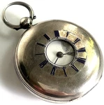 19TH Century Silver Pocket Watch - Unsigned Antique Half Hunter Vintage Rare. Fixed Price $137.35.