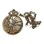 Vintage Wrangler Quartz Alnalog Fishing By River Pocket Watch With Chain. Fixed Price $14.25.