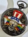 Kronen Sohne Pocket Watch Ks Sceleton Skull American Flag Hat Rainbow Mechanical. Fixed Price $129.00.