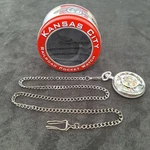 2013 Telebrands Kansas City Railroad Pocket Watch Tin Parts Repair Not Tested. Fixed Price $9.99.