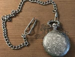 Vintage Silver Tone Geneva Men's Pocket Watch Duck Filagree Engraved Not Tested. Fixed Price $16.00.