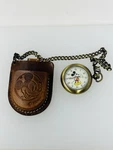 Vintage Disney Mickey Mouse Pocket Watch With Chain & Leather Case. Fixed Price $152.79.