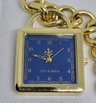 Women's Joy & Iman Square Blue Dial Gold Tone Chain Pocket Purse Analog Watch 08. Fixed Price $28.00.