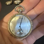 Elgin Gold Filled Yellow Open Face Pocket Watch Silver Dial Manual 5133093. Fixed Price $102.50.