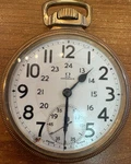 Omega Pocket Watch 19J 24 Hr Gold Filled. Fixed Price $363.09.