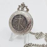 Vintage Lucien Piccard Dufonte Pocket Watch Silver Half Dollar New Battery. Fixed Price $79.76.