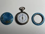 Antique Argent Dore Silver Guilloche Blue Enamel Ladies Pocket Watch **parts**. Fixed Price $120.00.