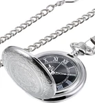 Men's Quartz Pocket Watch With Black Dial And Chain. Fixed Price $22.95.