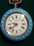 Sterling Silver .800, Light Blue Guilloche Ladies Swiss Watch- Hallmarked 1900. Fixed Price $477.09.