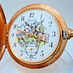 1970S Arnex 17J Ut 6498 Swiss Fancy Elk Dial & Gold Plt Hunter Case Pocket Watch. Fixed Price $299.99.