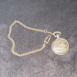 Geneva Quartz Full Hunter Pocket Watch Train Engraved Case White Dial Chain. Fixed Price $10.91.