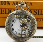 Mickey Mouse Vintage Style Bronze Disney Pocket Watch And Chain. Fixed Price $19.99.