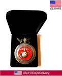 Us Marine Corps Vintage Quartz Pocket Watch W/ 30" Necklace Chain Pendant Box. Fixed Price $14.44.