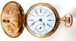 Antique Mignon 9 Kt Gold Ladies Hunter Case Pocket Watch, 34.8MM Diameter. Fixed Price $895.00.