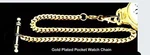 Gold Plated Strong 5MM Wide Pocket Watch Chain With Bar And Swivel Hook. Fixed Price $15.85.
