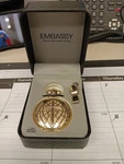 Embassy Pocket Watch & 14" Chain Gold Tone Religious Cross Crucifix M.z. Berger. Fixed Price $52.00.