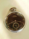 Cyma Patented Two-tone Dial Men's Mechanical Swiss Beautiful Pocket Watch. Fixed Price $430.00.