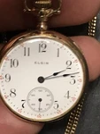 Antique Elgin Pocket Watch 6S 7J G.f. Hunter Keystone Case W/ 12KT Gf Chain. Fixed Price $199.00.