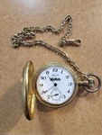 Exc. Fine Arnex 17J Incabloc Railroad Pocket Watch Chain - Runs Well Great Timer. Fixed Price $65.00.