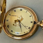 Majestron Beige Men's Stainless Gold Deer Buck Easy Read Quartz Pocket Watch. Fixed Price $249.48.