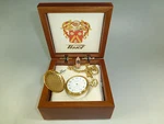 Swiss Mathey Tissot Mechanical Wind Up Pocket Watch New Original Wooden Case. Fixed Price $995.00.