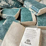 1795 Set Antique French Books History Philosophy Teal Marbled Paper Decorativ. Fixed Price $555.00.