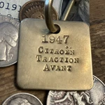 1947 Citro Traction Avant Solid Brass Key Fob French Racing France Rally. Fixed Price $22.95.