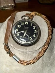 Westclox Scotty Luminious Pocket Watch Black Dial (running) Leather Strap Lot. Fixed Price $42.46.