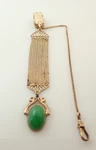 Antique Gold Filled Hfb Fancy Pocket Watch Vest Chain Green Cabochon Glass Fob. Fixed Price $115.00.